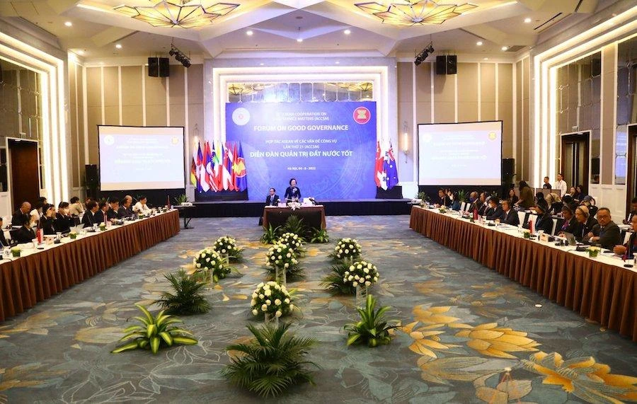 Diễn đàn quản trị đất nước tốt được tổ chức trong khuôn khổ Hội nghị hợp tác ASEAN về các vấn đề công vụ lần thứ 21. Ảnh: TTXVN