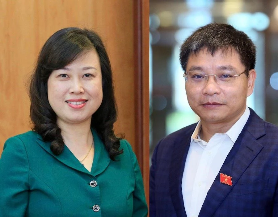 Tân Bộ trưởng Y tế Đào Hồng Lan và tân Bộ trưởng GTVT Nguyễn Văn Thắng.