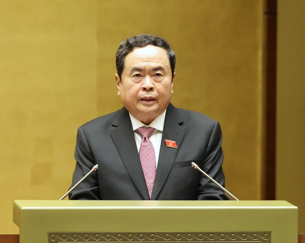 Ông Trần Thanh Mẫn, Phó Chủ tịch Thường trực Quốc hội phát biểu khai mạc kỳ họp thứ 7, Quốc hội khoá XV. Ảnh: PHẠM THẮNG