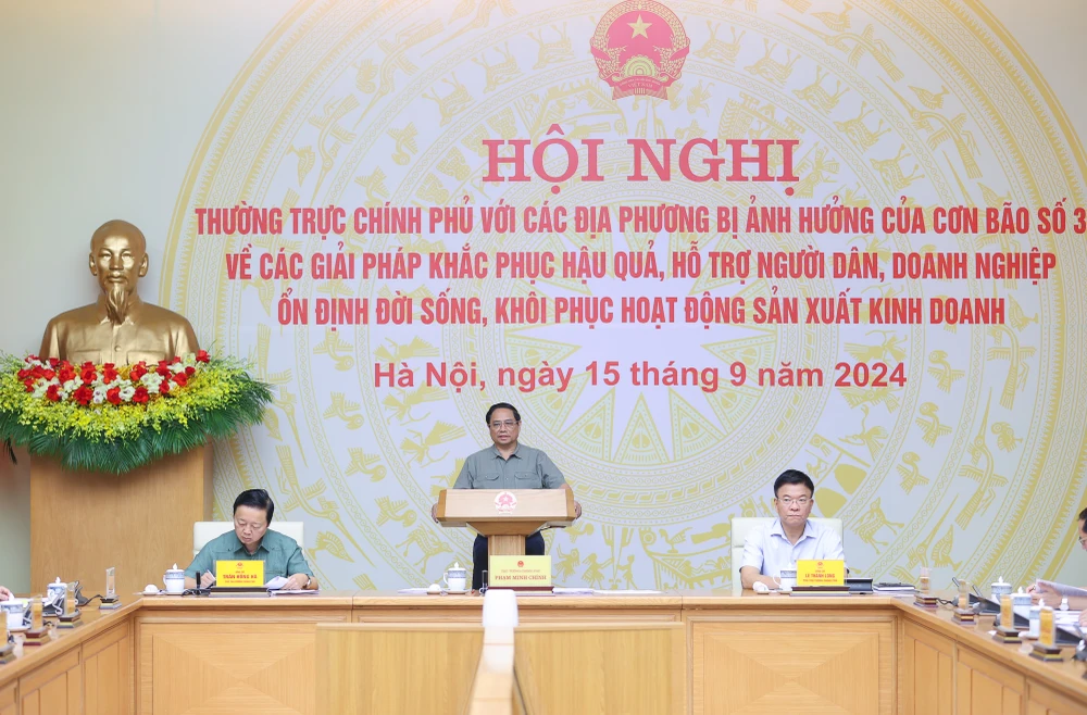 Thủ tướng Phạm Minh Chính chủ trì hội nghị với các địa phương bị ảnh hưởng lũ, bão số 3