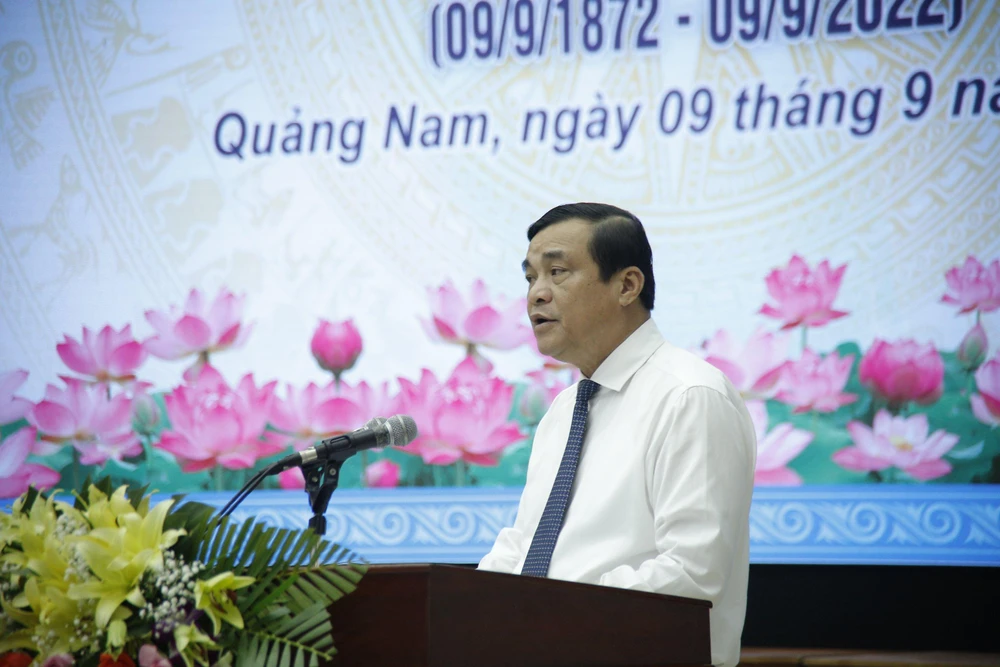 Bí thư Tỉnh ủy Quảng Nam Phan Việt Cường phát biểu tại hội thảo. Ảnh: TN