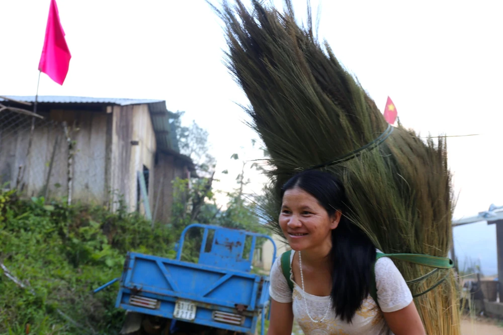 Chị Hồ Thị Non (ngụ xã Trà Tập, huyện Nam Trà My) cho biết, thời tiết sau Tết Nguyên đán thuận lợi, trời nắng đẹp. Từ sáng sớm, chị cùng mọi người băng rừng hơn hai giờ đồng hồ để hái đót..