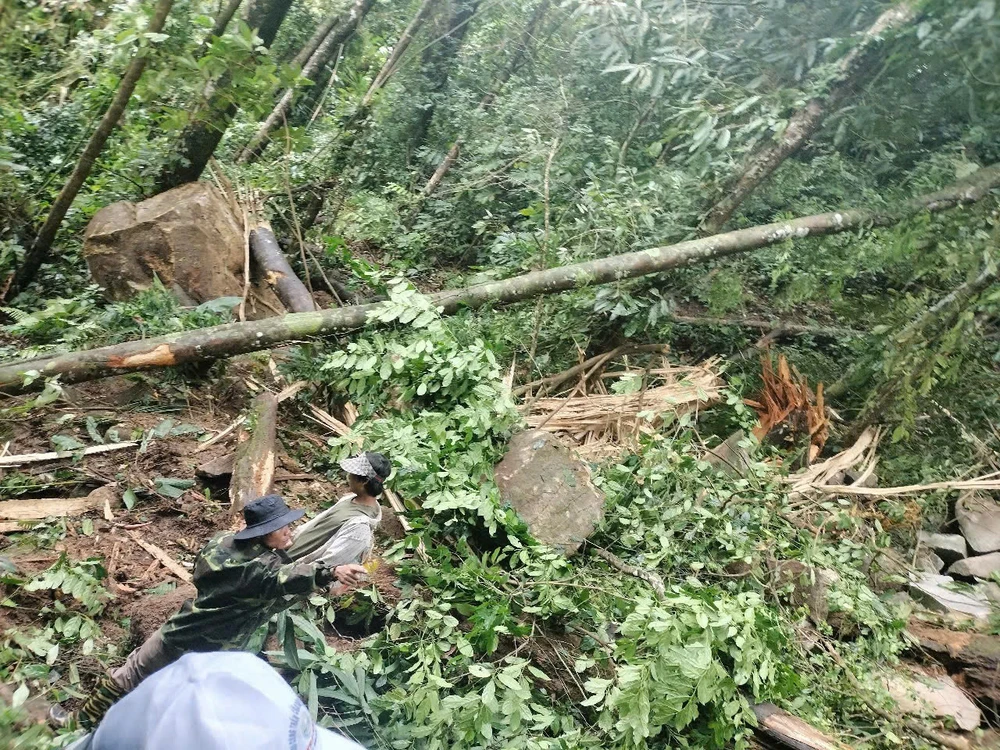 Quảng Nam công bố tình huống khẩn cấp về sạt lở đất, đá tại làng Tu Hon. Ảnh: CTV