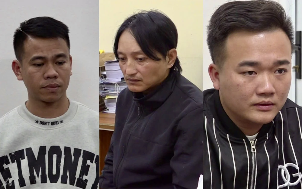 Công an tạm giữ 3 người cho vay lãi nặng, tàng trữ nhiều hung khí. Ảnh: CA