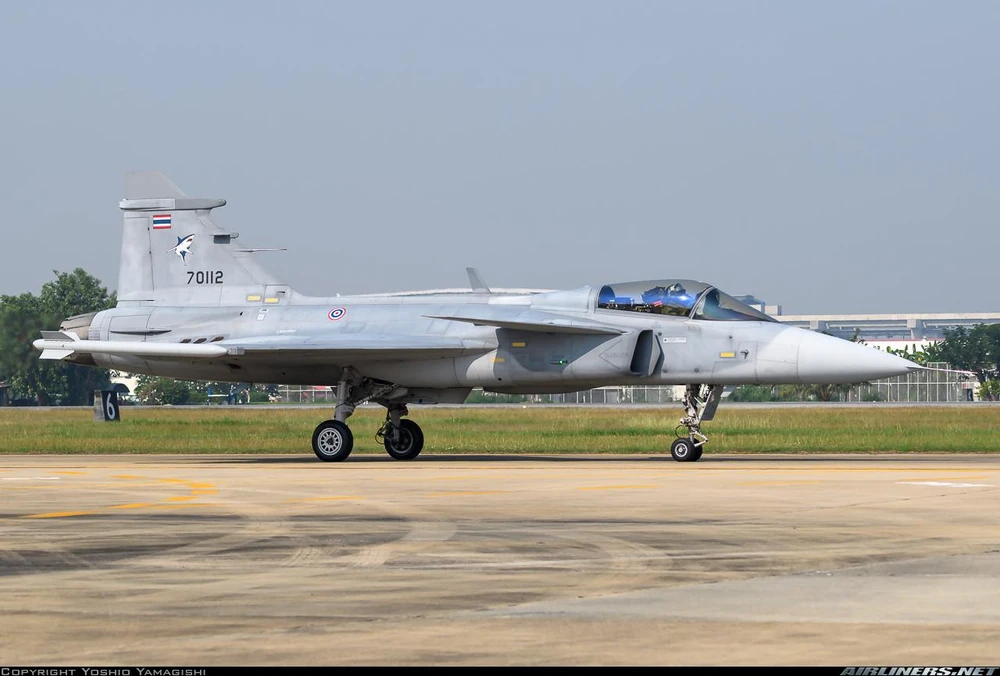 Tiêm kích Jas-39 Gripen của Thái Lan. Ảnh: AIRLINERS