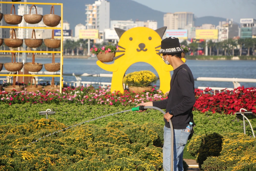 Tâm điểm của đường hoa xuân 2023 là tại vỉa hè đường Bạch Đằng. Nơi đây sẽ hình thành vườn hoa dài gần 100m với chủ đề "Xuân hội tụ".