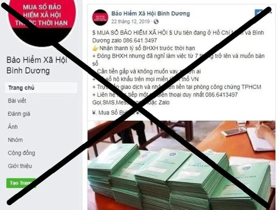Thời gian qua một số người lên mạng đăng thông tin gom sổ BHXH. Ảnh: V.LONG