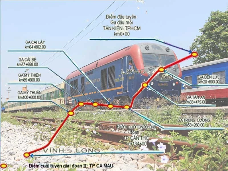 Hướng tuyến đường sắt TP.HCM - Cần Thơ. Ảnh: T.TRANG