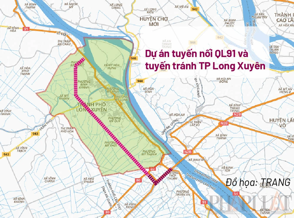 Dự án tuyến nối quốc lộ 91 và tuyến tránh Long Xuyên chậm tiến độ