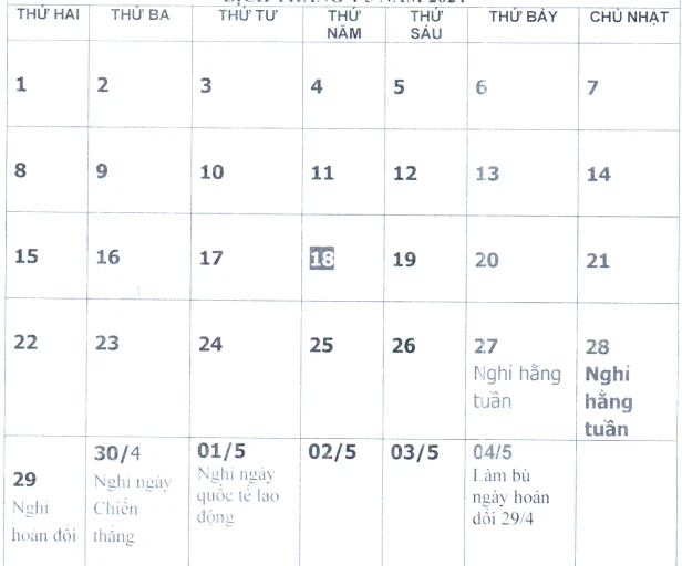 Bộ LĐ-TB&XH đề xuất lịch lễ 30-4 và 1-5. Ảnh: V.LONG