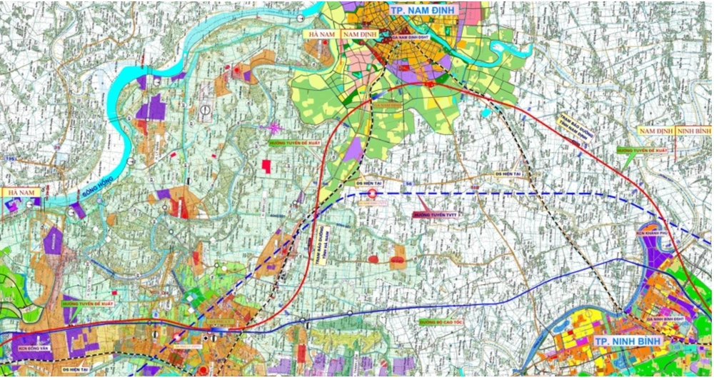 Đường sắt cao tốc Bắc - Nam đoạn qua Hà Nam - Nam Định – Ninh Bình cong vòng.
