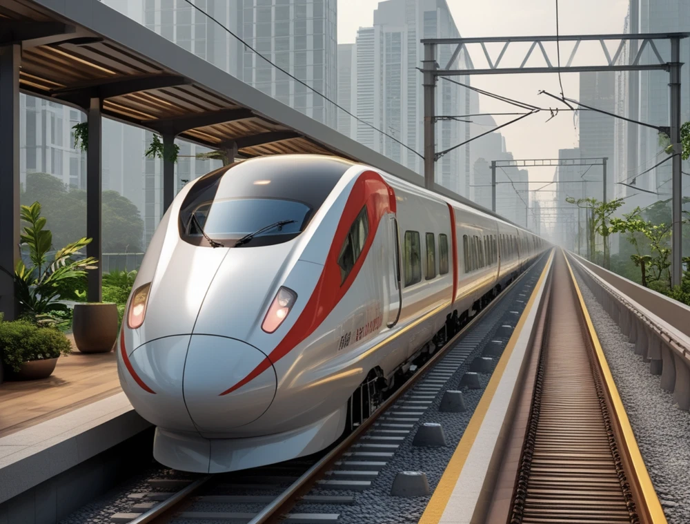 Hiện dự án đường sắt cao tốc Bắc - Nam đang được nhiều nhà đầu tư quan tâm. Ảnh minh hoạ. Ảnh sử dụng công nghệ AI