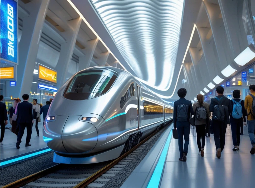 Dự án đường sắt cao tốc Bắc - Nam dự kiến khởi công xây dựng vào cuối năm 2026. Ảnh sử dụng công nghệ AI.