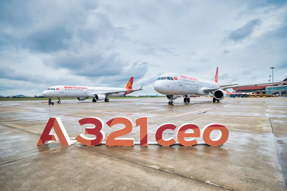 Máy bay Airbus A321CEO của hàng Sun PhuQuoc Airways. Ảnh: V.LONG