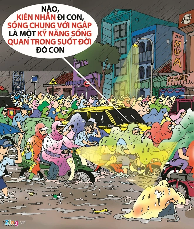 Hí họa kẹt xe, ngập nước lịch sử ở Sài Gòn 