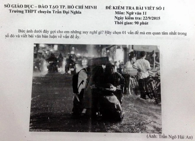 Đề bài môn Ngữ văn. 