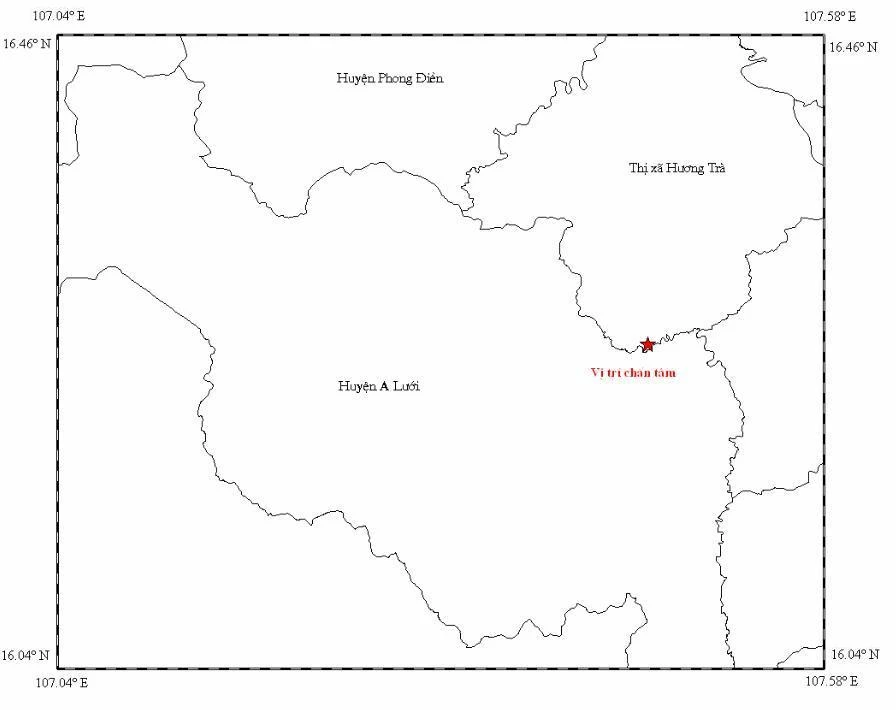 Khu vực xảy ra động đất.