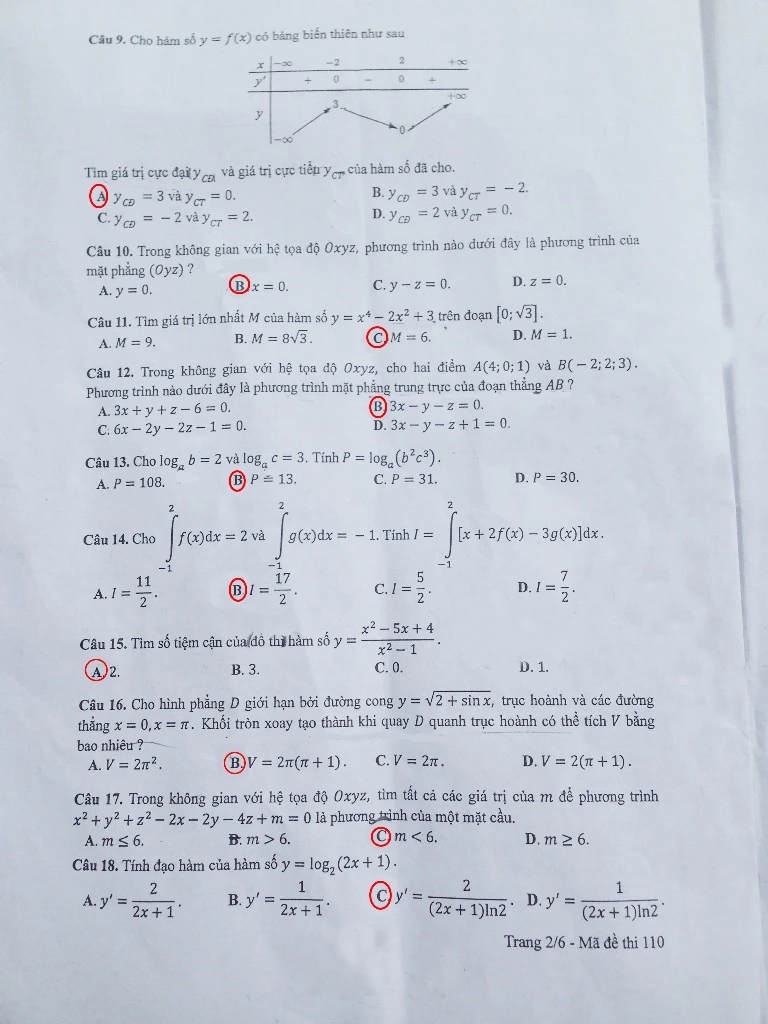Đề thi, bài giải gợi ý các mã đề môn Toán ảnh 10
