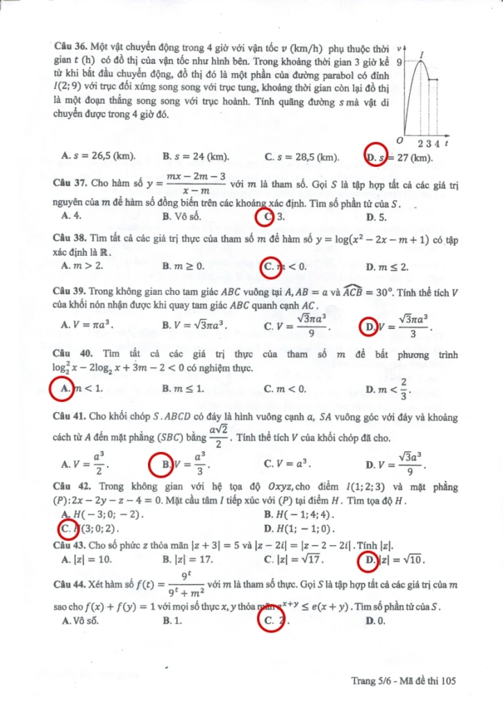 Đề thi, bài giải gợi ý các mã đề môn Toán ảnh 20