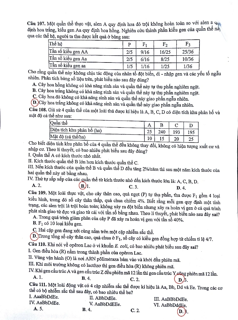 Đề thi, gợi ý bài giải môn Sinh học ảnh 7