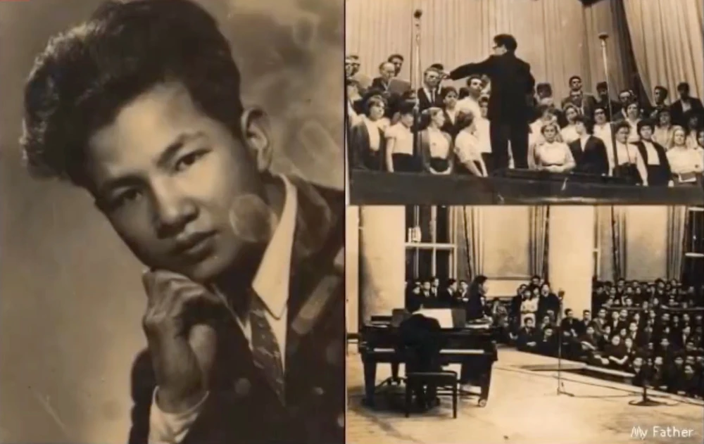 NSND Cao Việt Bách từ Nga về làmchỉ huy dàn nhạc tại Đoàn Ca múa nhân dân Trung ương (nay là Nhà hát Ca múa nhạc Việt Nam), chỉ huy dàn nhạc của Đài Tiếng nói Việt Nam. Ảnh: tư liệu gia đình