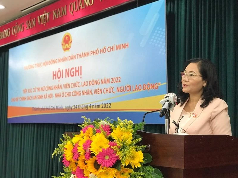 Chủ tịch HĐND TP.HCM Nguyễn Thị Lệ phát biểu tại hội nghị. Ảnh: THANH TUYỀN