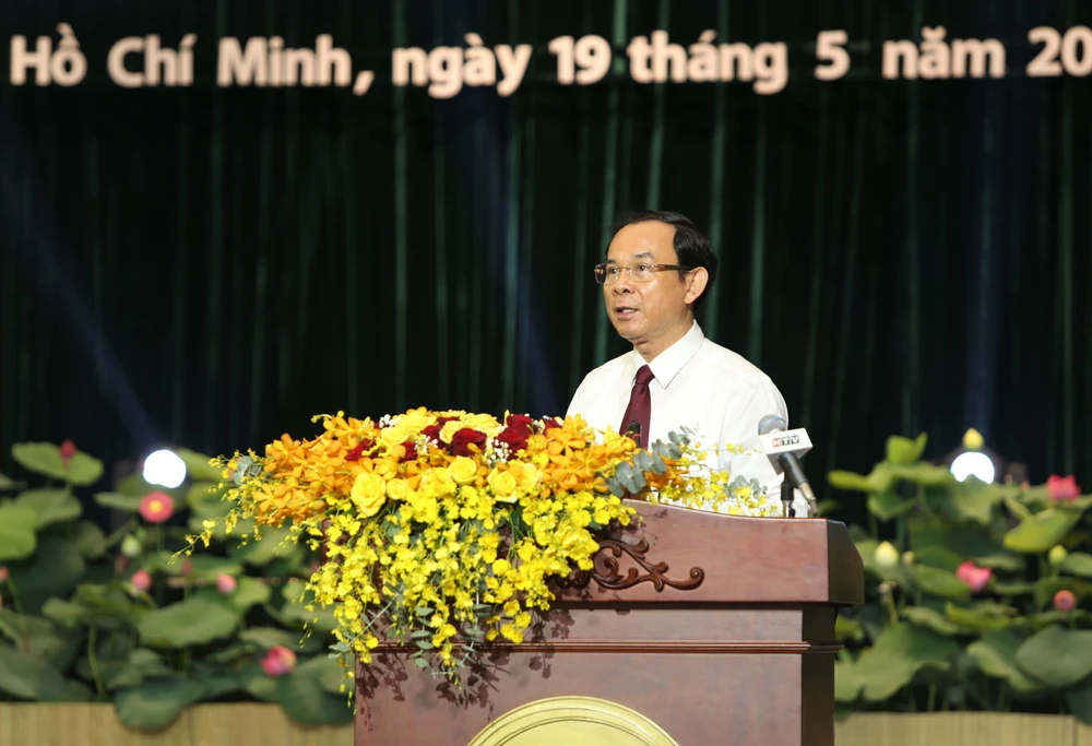 Bí thư Thành ủy TP.HCM Nguyễn Văn Nên nói, đây là thời điểm cần phải phát huy mạnh mẽ sức mạnh của hệ thống chính trị và khối đại đoàn kết toàn dân của TP. Ảnh: THANH TUYỀN