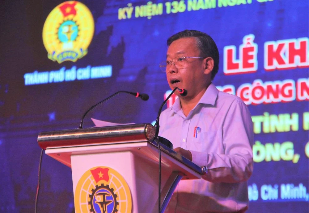 Ông Nguyễn Hữu Hiệp phát biểu tại buổi lễ. Ảnh: THẢO PHƯƠNG