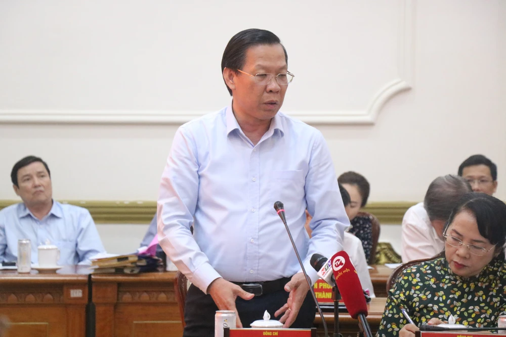 Ông Phan Văn Mãi, Chủ tịch UBND TP.HCM, tại buổi làm việc. Ảnh: THẢO PHƯƠNG