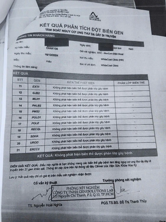 giả mạo giấy xét nghiệm