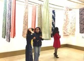 Nghệ sĩ Nhật dùng vải tơ sống Việt Nam làm tranh vải