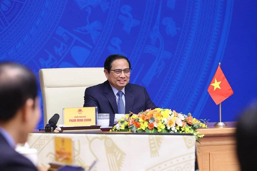 Thủ tướng Phạm Minh Chính dự Lễ công bố khởi động thảo luận Khuôn khổ Kinh tế Ấn Độ Dương - Thái Bình Dương (IPEF). Ảnh: TTXVN