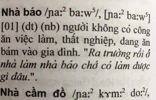 Định nghĩa về nhà báo trong sách được nhiều người chia sẻ trên MXH. Ảnh: Zing.