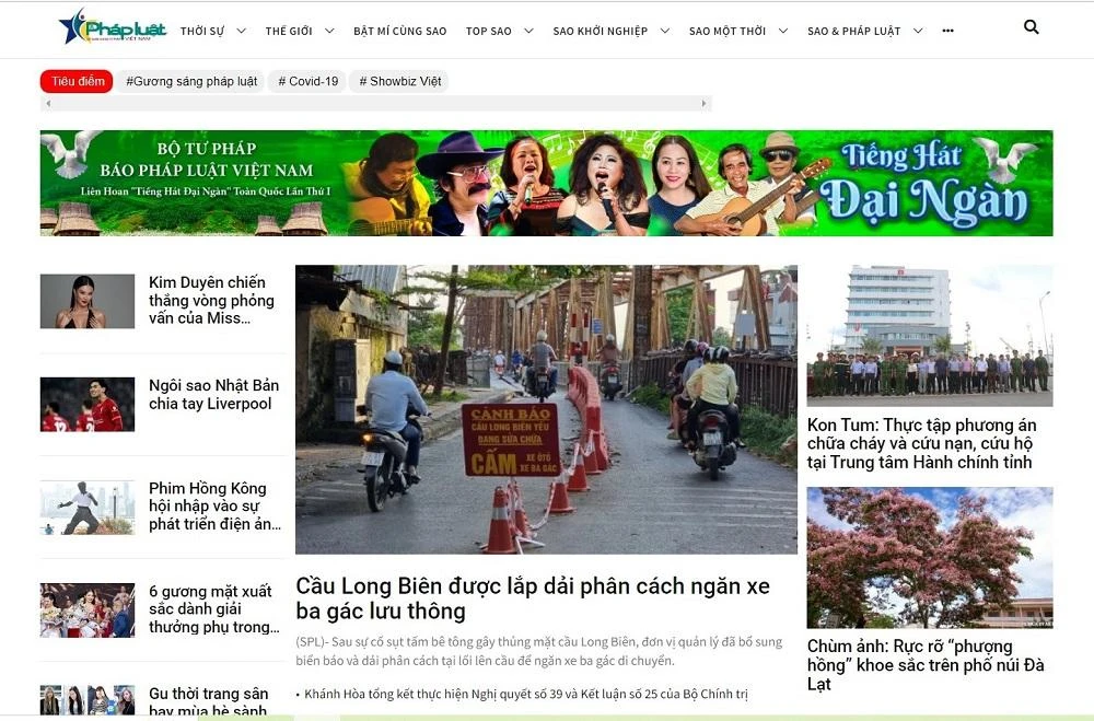 Chuyên trang Pháp luật Sao của Báo Pháp luật Việt Nam. Ảnh chụp màn hình