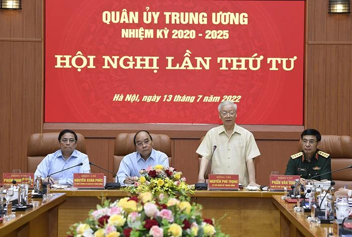 Tổng Bí thư Nguyễn Phú Trọng phát biểu chỉ đạo hội nghị. Ảnh: MOD