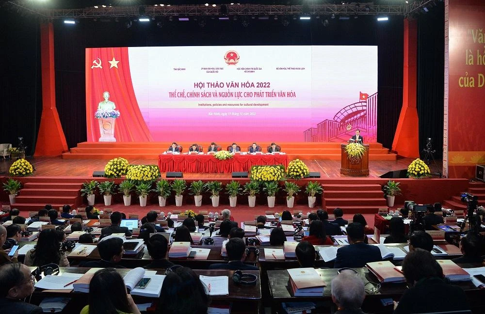 Chủ tịch Quốc hội Vương Đình Huệ và Thường trực Ban Bí thư Võ Văn Thưởng chủ trì Hội thảo. Ảnh: QH Chủ tịch Quốc hội Vương Đình Huệ và Thường trực Ban Bí thư Võ Văn Thưởng chủ trì Hội thảo. Ảnh: QH