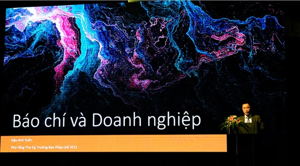 Ông Đậu Anh Tuấn, Phó tổng thư ký kiêm Trưởng ban pháp chế VCCI phát biểu tại Hội thảo. Ảnh: VT Ông Đậu Anh Tuấn, Phó tổng thư ký kiêm Trưởng ban pháp chế VCCI phát biểu tại Hội thảo. Ảnh: VT