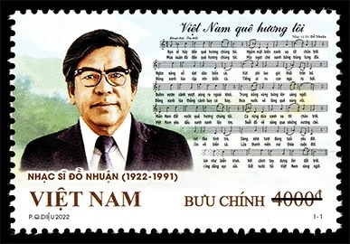 Hình ảnh bộ tem "Kỷ niệm 100 năm sinh Nhạc sĩ Đỗ Nhuận (1922-2022)".