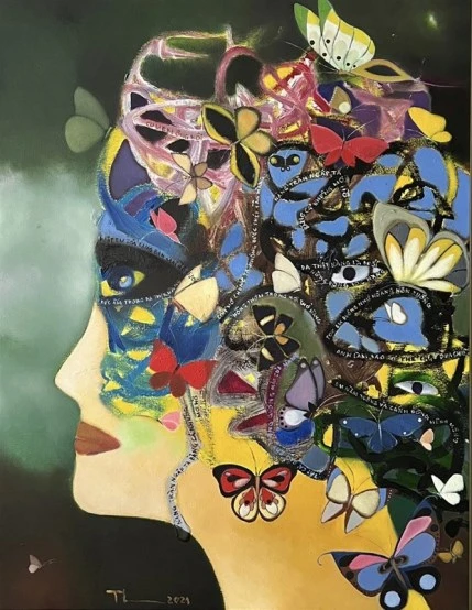 Tranh của nhà thơ Nguyễn Quang Thiều, Chủ tịch Hội Nhà văn Việt Nam.