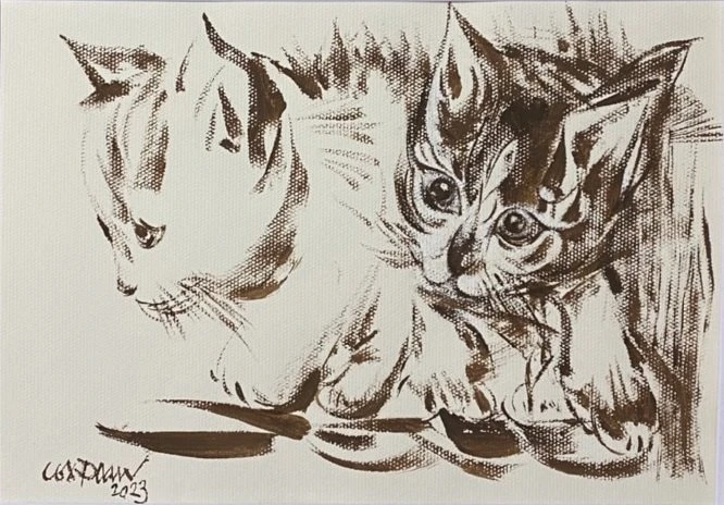 'Năm mèo' tranh Lương Xuân Đoàn. Ảnh: BTC.