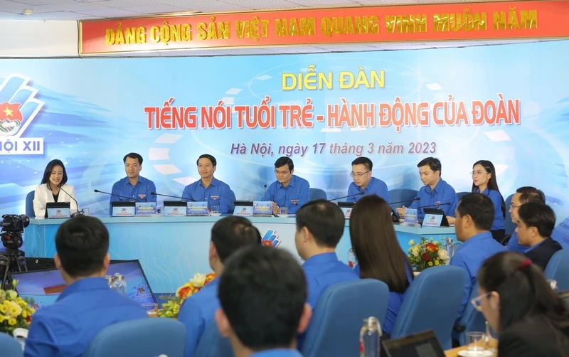 Diễn đàn Tiếng nói tuổi trẻ - Hành động của Đoàn đã diễn ra theo hình thức trực tiếp kết hợp trực tuyến. Ảnh: Doanthanhnien