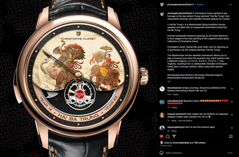 Hãng Christophe Claret đã ra thông báo mới với đầy đủ thông tin về tác giả của bức tranh được sử dụng trên mặt đồng hồ.