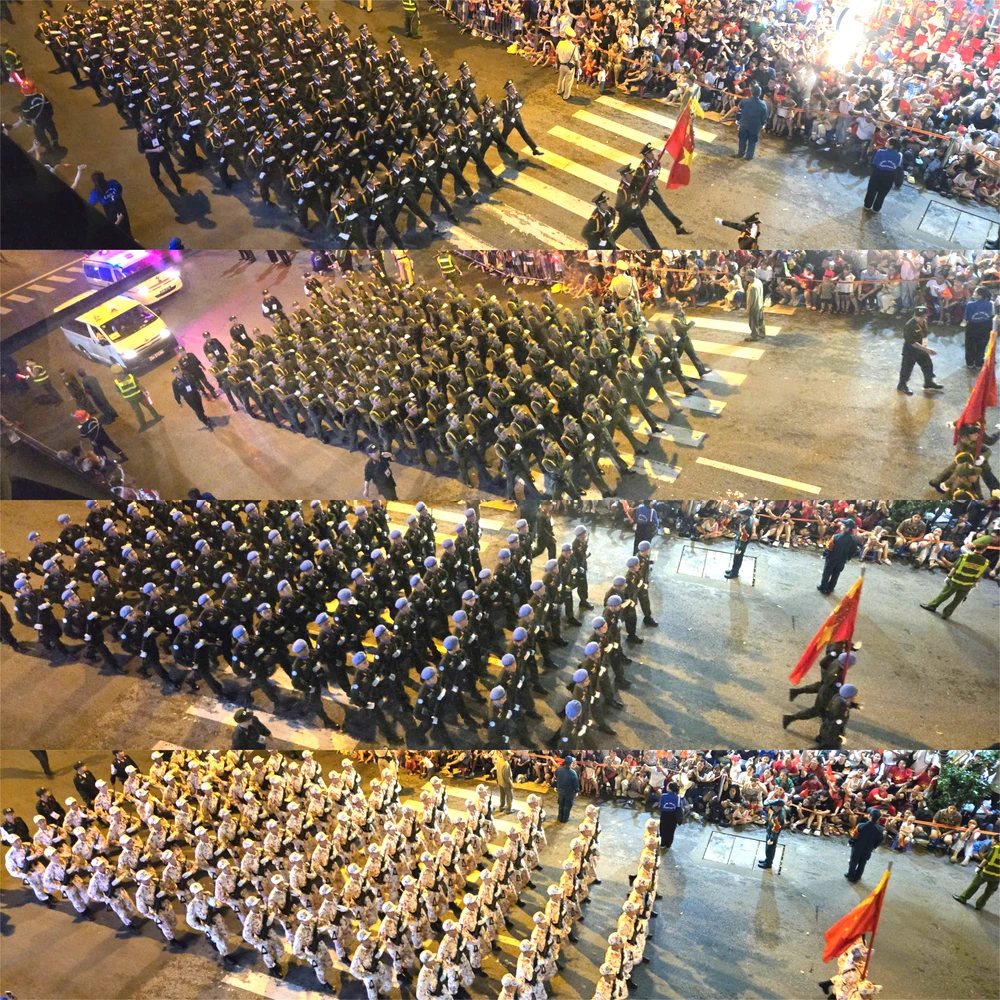 Sau khi đi qua lễ đài tại Quảng trường Ba Đình, các khối diễu binh, diễu hành chia thành nhiều hướng, đi qua các tuyến phố trung tâm TP Hà Nội.