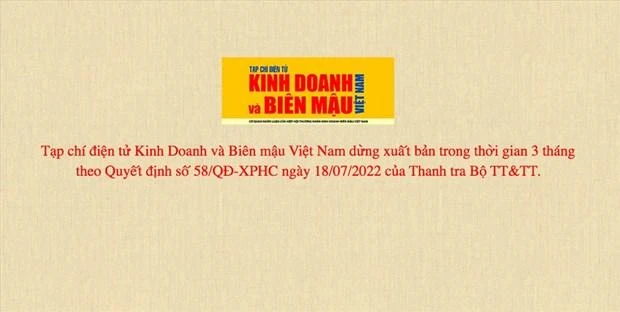 Thông báo trên trang chủ của tạp chí Kinh doanh và Biên mậu. Ảnh: chụp màn hình
