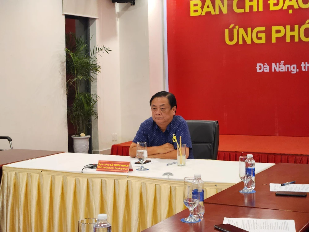 Bộ trưởng NN&amp;PTNT Lê Minh Hoan chủ trì tại điểm cầu Đà Nẵng. ẢNH: TẤN VIỆT