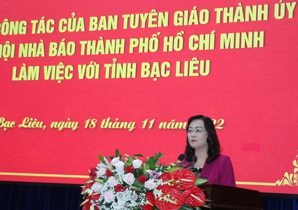 Bà Lê Thị Ái Nam, Phó Bí thư thường trực tỉnh ủy Bạc Liêu đã thông tin tình hình phát triển kinh tế xã hội của tỉnh Bà Lê Thị Ái Nam, Phó Bí thư thường trực tỉnh ủy Bạc Liêu đã thông tin tình hình phát triển kinh tế xã hội của tỉnh