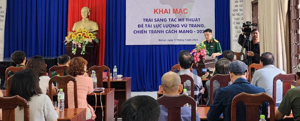 Khai mạc trại sáng tác mỹ thuật đề tài lực lượng vũ trang, chiến tranh cách mạng năm 2023. Ảnh: VT