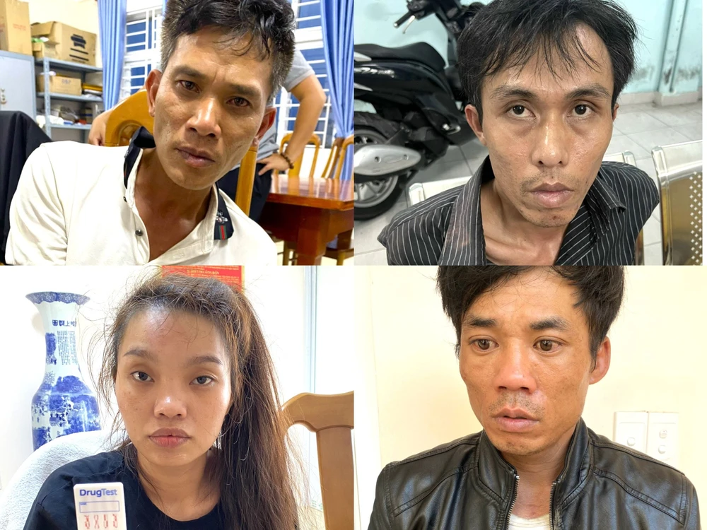 Bốn "anh chị" bị bắt giữ trong chuyên án của công an TP Bảo Lộc. Ảnh: VT Bốn "anh chị" bị bắt giữ trong chuyên án của công an TP Bảo Lộc. Ảnh: VT