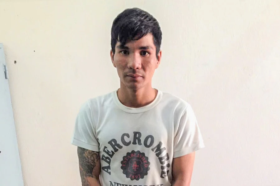 Nguyễn Minh Quân tại cơ quan công an. Ảnh: VT