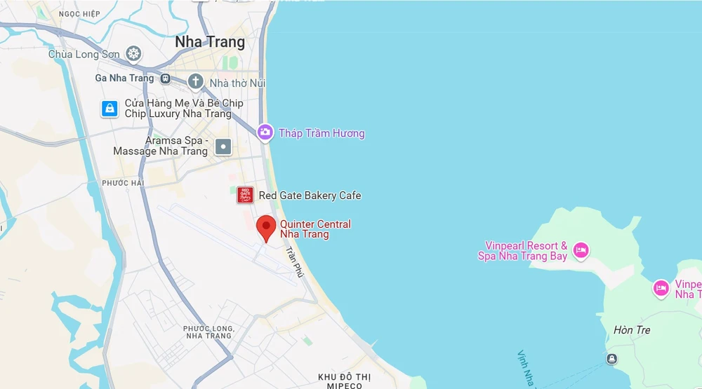 Vị trí khách sạn Quinter ở 86/4 Trần Phú, phường Nha Trang, tỉnh Khánh Hòa. Ảnh: Google Maps.